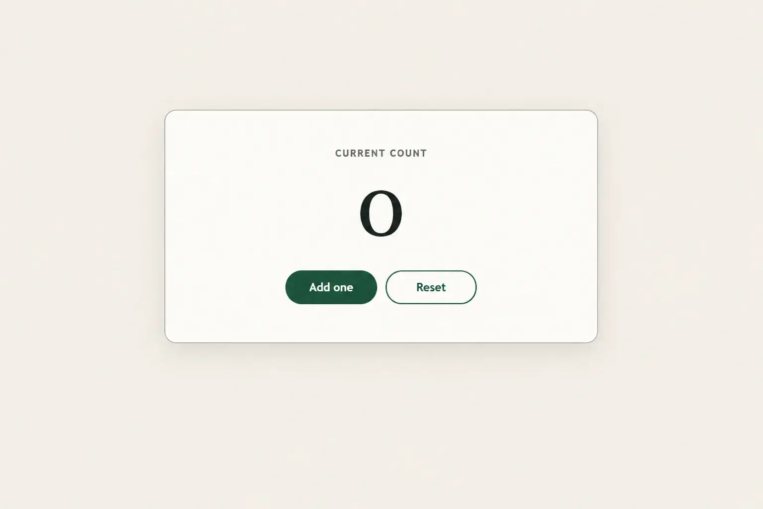 Working Freetins browser counter showing zero with Add one and Reset controls